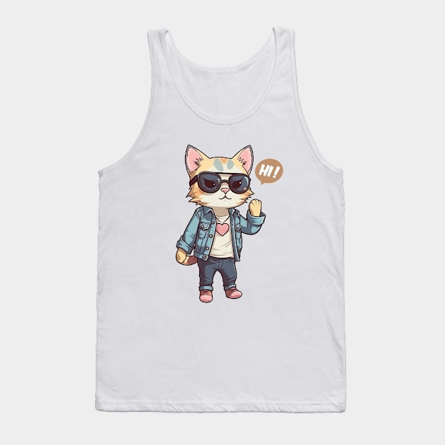 A cute kitty wearing street fashion Tank Top by AestheticsArt81